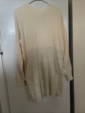 Lululemon Large Cream Gray Ombre Long Sleeve Ribbed Sweater Dress Cashmere Wool